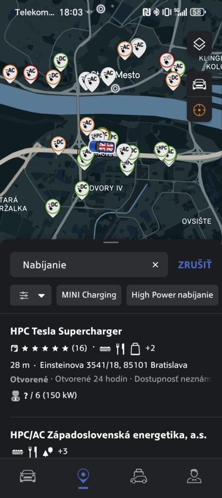 Aplikácia MINI Mapa nabíjačiek v okolí